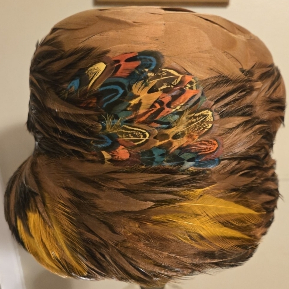 Vintage Feathered Cloche Hat